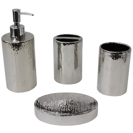 Blue Donuts Elegant Bathroom Accessories Set, Silver, Ceramic, 4 Piece BD3550360